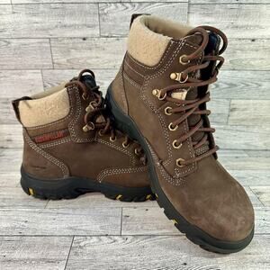 Caterpillar Boots Womens Size 8 Brown Steel Toe Work Safety Hiker Leather P91007